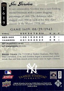 2008 Upper Deck Yankee Stadium Legacy #1619 Joe Gordon Back