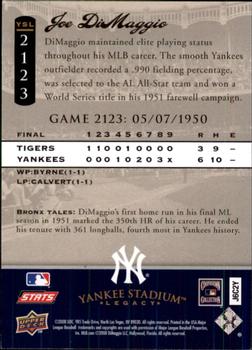 2008 Upper Deck Yankee Stadium Legacy #2123 Joe DiMaggio Back