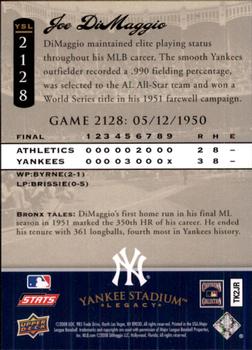 2008 Upper Deck Yankee Stadium Legacy #2128 Joe DiMaggio Back