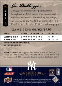 2008 Upper Deck Yankee Stadium Legacy #2134 Joe DiMaggio Back