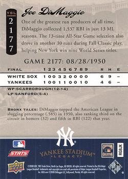 2008 Upper Deck Yankee Stadium Legacy #2177 Joe DiMaggio Back