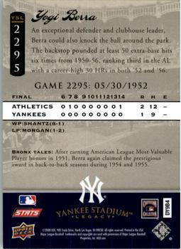 2008 Upper Deck Yankee Stadium Legacy #2295 Yogi Berra Back