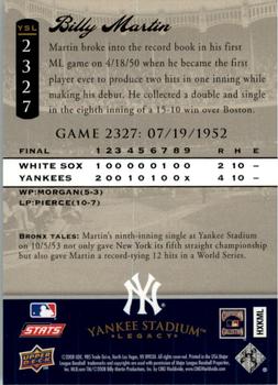 2008 Upper Deck Yankee Stadium Legacy #2327 Billy Martin Back