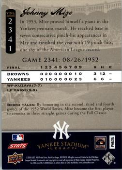 2008 Upper Deck Yankee Stadium Legacy #2341 Johnny Mize Back