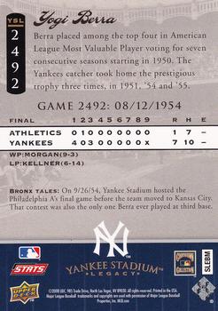 2008 Upper Deck Yankee Stadium Legacy #2492 Yogi Berra Back