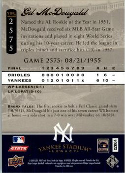 2008 Upper Deck Yankee Stadium Legacy #2575 Gil McDougald Back