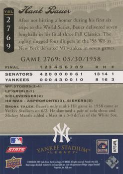 2008 Upper Deck Yankee Stadium Legacy #2769 Hank Bauer Back