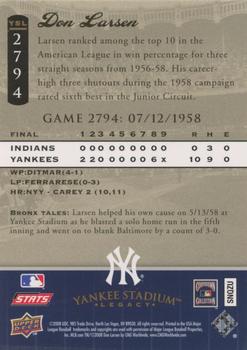 2008 Upper Deck Yankee Stadium Legacy #2794 Don Larsen Back
