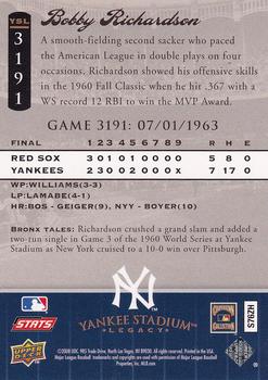 2008 Upper Deck Yankee Stadium Legacy #3191 Bobby Richardson Back