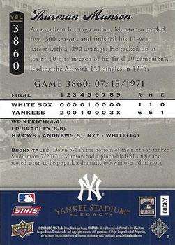 2008 Upper Deck Yankee Stadium Legacy #3860 Thurman Munson Back