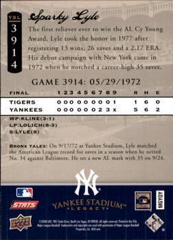 2008 Upper Deck Yankee Stadium Legacy #3914 Sparky Lyle Back