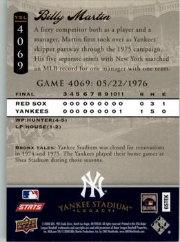 2008 Upper Deck Yankee Stadium Legacy #4069 Billy Martin Back