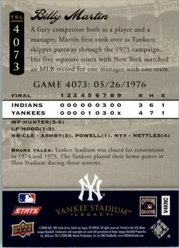 2008 Upper Deck Yankee Stadium Legacy #4073 Billy Martin Back
