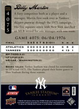 2008 Upper Deck Yankee Stadium Legacy #4075 Billy Martin Back