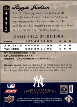 2008 Upper Deck Yankee Stadium Legacy #4452 Reggie Jackson Back