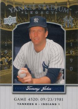 2008 Upper Deck Yankee Stadium Legacy #4520 Tommy John Front