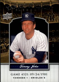 2008 Upper Deck Yankee Stadium Legacy #4521 Tommy John Front