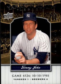 2008 Upper Deck Yankee Stadium Legacy #4526 Tommy John Front