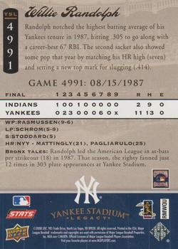 2008 Upper Deck Yankee Stadium Legacy #4991 Willie Randolph Back