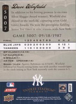 2008 Upper Deck Yankee Stadium Legacy #5007 Dave Winfield Back