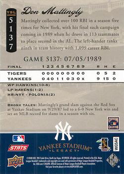 2008 Upper Deck Yankee Stadium Legacy #5137 Don Mattingly Back