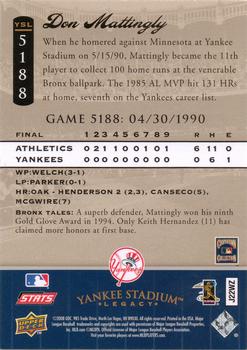 2008 Upper Deck Yankee Stadium Legacy #5188 Don Mattingly Back