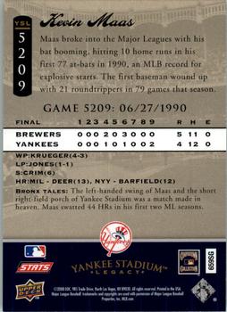 2008 Upper Deck Yankee Stadium Legacy #5209 Kevin Maas Back