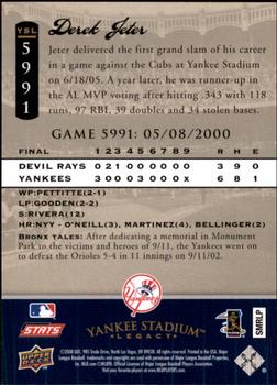 2008 Upper Deck Yankee Stadium Legacy #5991 Derek Jeter Back