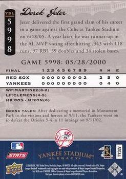 2008 Upper Deck Yankee Stadium Legacy #5998 Derek Jeter Back