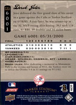 2008 Upper Deck Yankee Stadium Legacy #6001 Derek Jeter Back