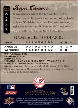 2008 Upper Deck Yankee Stadium Legacy #6233 Roger Clemens Back