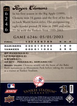2008 Upper Deck Yankee Stadium Legacy #6246 Roger Clemens Back