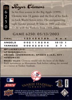 2008 Upper Deck Yankee Stadium Legacy #6250 Roger Clemens Back
