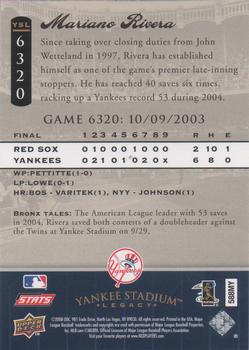 2008 Upper Deck Yankee Stadium Legacy #6320 Mariano Rivera Back