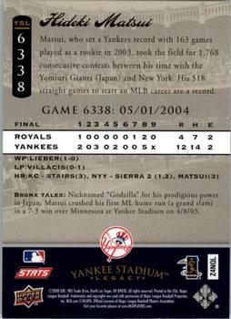 2008 Upper Deck Yankee Stadium Legacy #6338 Hideki Matsui Back
