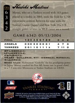 2008 Upper Deck Yankee Stadium Legacy #6342 Hideki Matsui Back