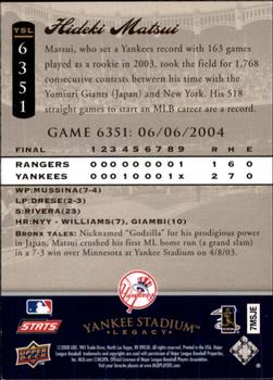 2008 Upper Deck Yankee Stadium Legacy #6351 Hideki Matsui Back