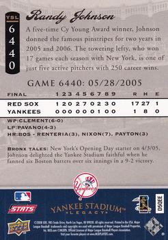 2008 Upper Deck Yankee Stadium Legacy #6440 Randy Johnson Back