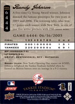 2008 Upper Deck Yankee Stadium Legacy #6444 Randy Johnson Back