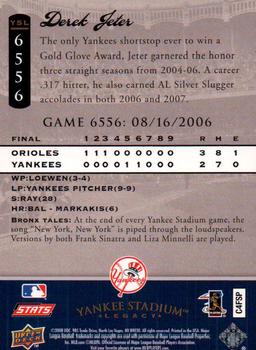 2008 Upper Deck Yankee Stadium Legacy #6556 Derek Jeter Back