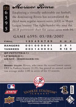 2008 Upper Deck Yankee Stadium Legacy #6595 Mariano Rivera Back