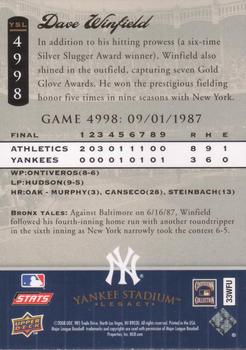 2008 Upper Deck Yankee Stadium Legacy #4998 Dave Winfield Back