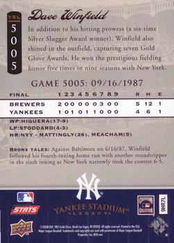2008 Upper Deck Yankee Stadium Legacy #5005 Dave Winfield Back
