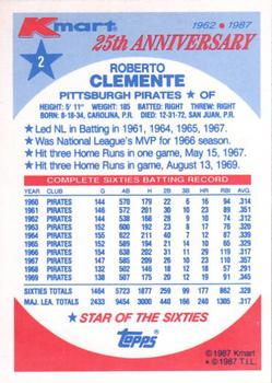 1987 Topps Kmart 25th Anniversary #2 Roberto Clemente Back