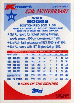 1987 Topps Kmart 25th Anniversary #23 Wade Boggs Back