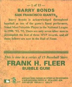 1997 Fleer - Goudey Greats #1 Barry Bonds Back