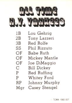 1980 TCMA All Time New York Yankees #1980-007 Joe DiMaggio Back