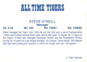 1980 TCMA All Time Detroit Tigers #009 Steve O'Neill Back