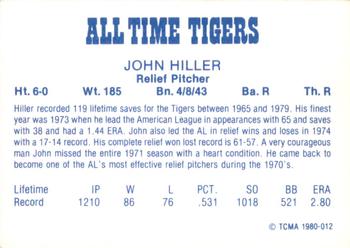 1980 TCMA All Time Detroit Tigers #012 John Hiller Back