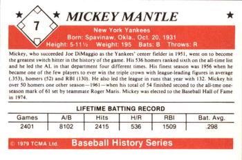1979 TCMA The 1950’s #7 Mickey Mantle Back